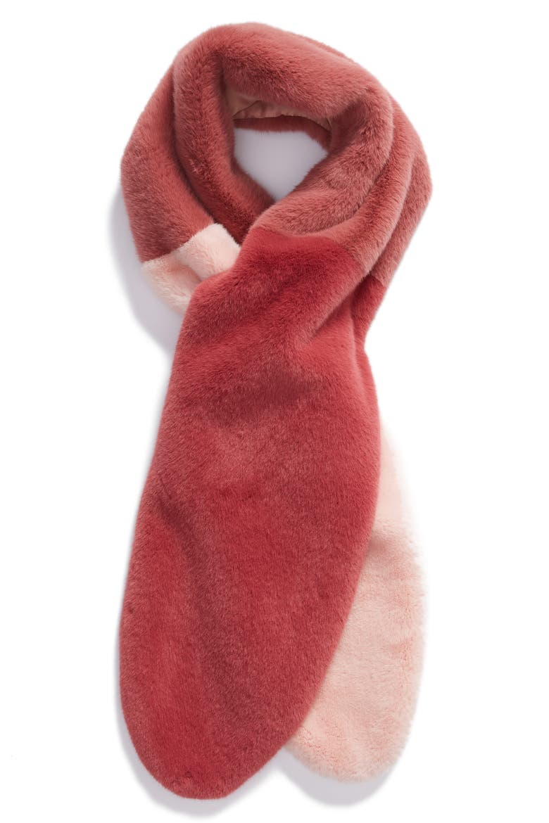 x Atlantic-Pacific Colorblock Faux Fur Stole, Alternate, color, PINK COMBO