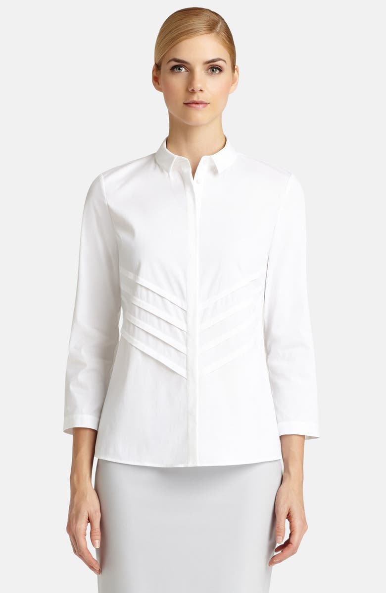 Lafayette 148 New York 'Charmaine' Mitered Pleat Blouse, Main, color, 