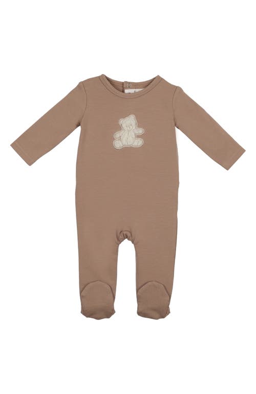 Maniere Manière Bear Appliqué Footie In Brown