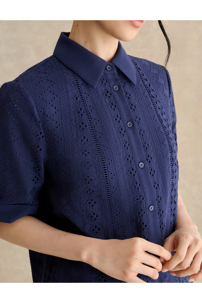 Cristie Short Sleeve Loose Fit Shirt, Alternate, color, True Navy