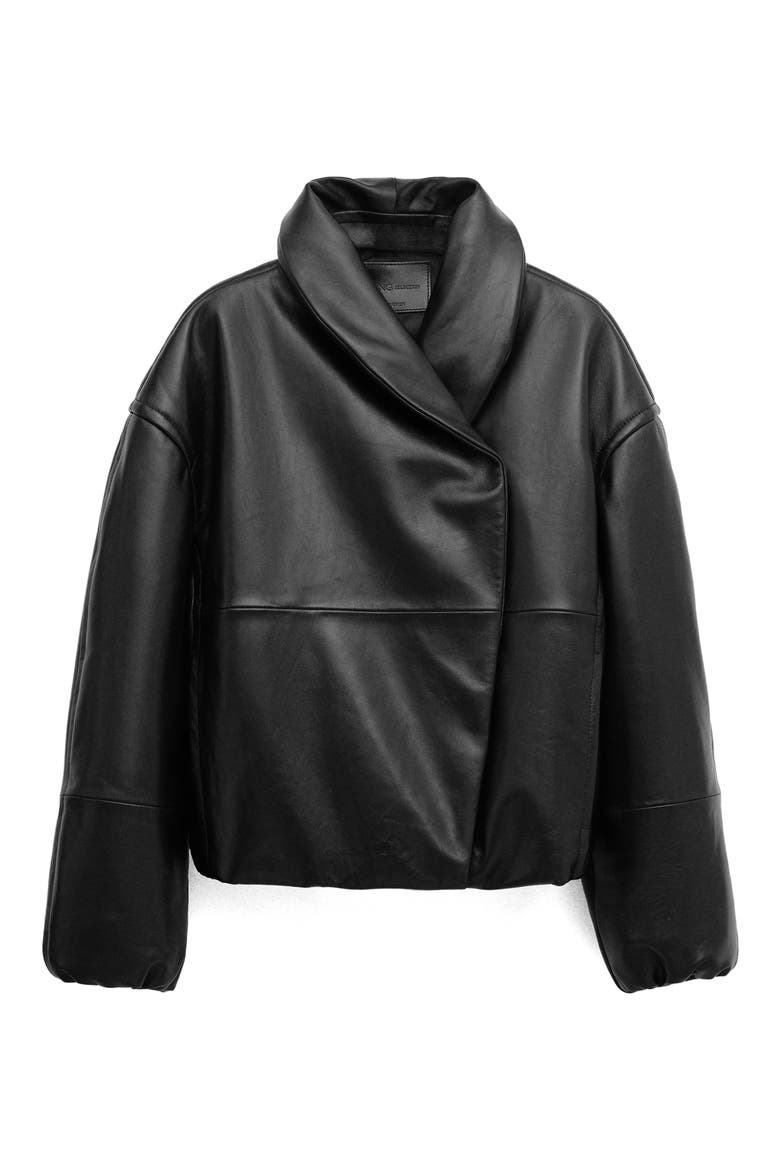 Oversize Leather Jacket, Main, color, BLACK