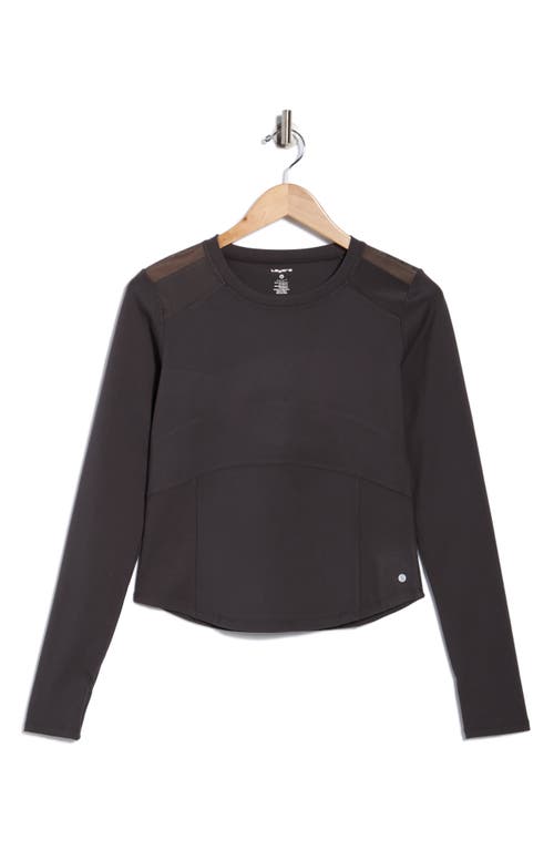 Layer 8 Mesh Long Sleeve Activewear Top In Gray