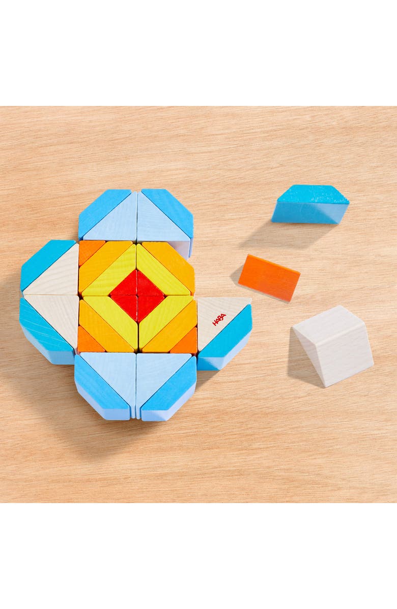 HABA Wooden Mosaic 3D Arranging Game - Colorful Building Blocks & Geometric Puzzle for Toddlers, Montessori Toys for 3+ Year Old, STEM Learning Toy, Alternate, color, Multi