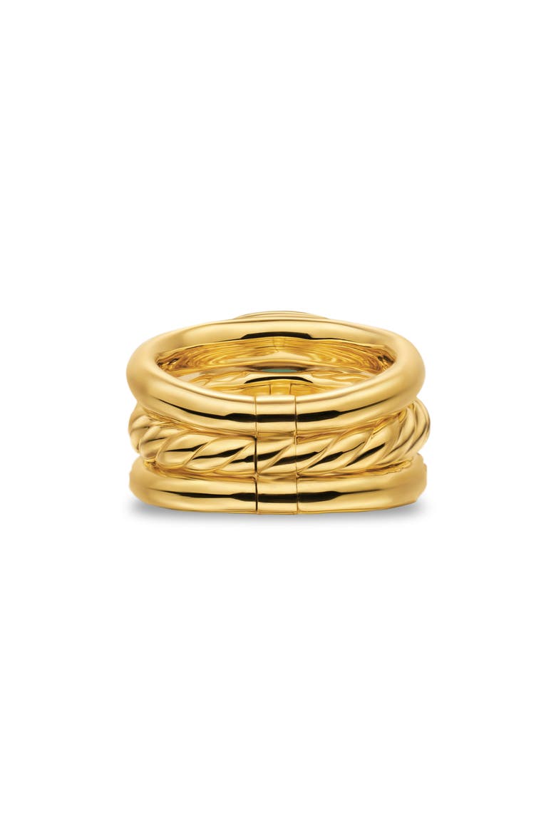 DY Mercer® Three Row Stone Ring in 18K Yellow Gold with Prasiolite & Diamonds, 12mm, Alternate, color, NEW PRASIOLITE