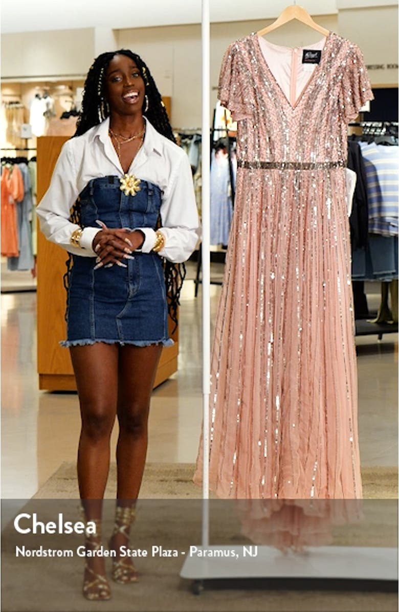 Stripe Sequin Embellished Evening Gown, sales video thumbnail