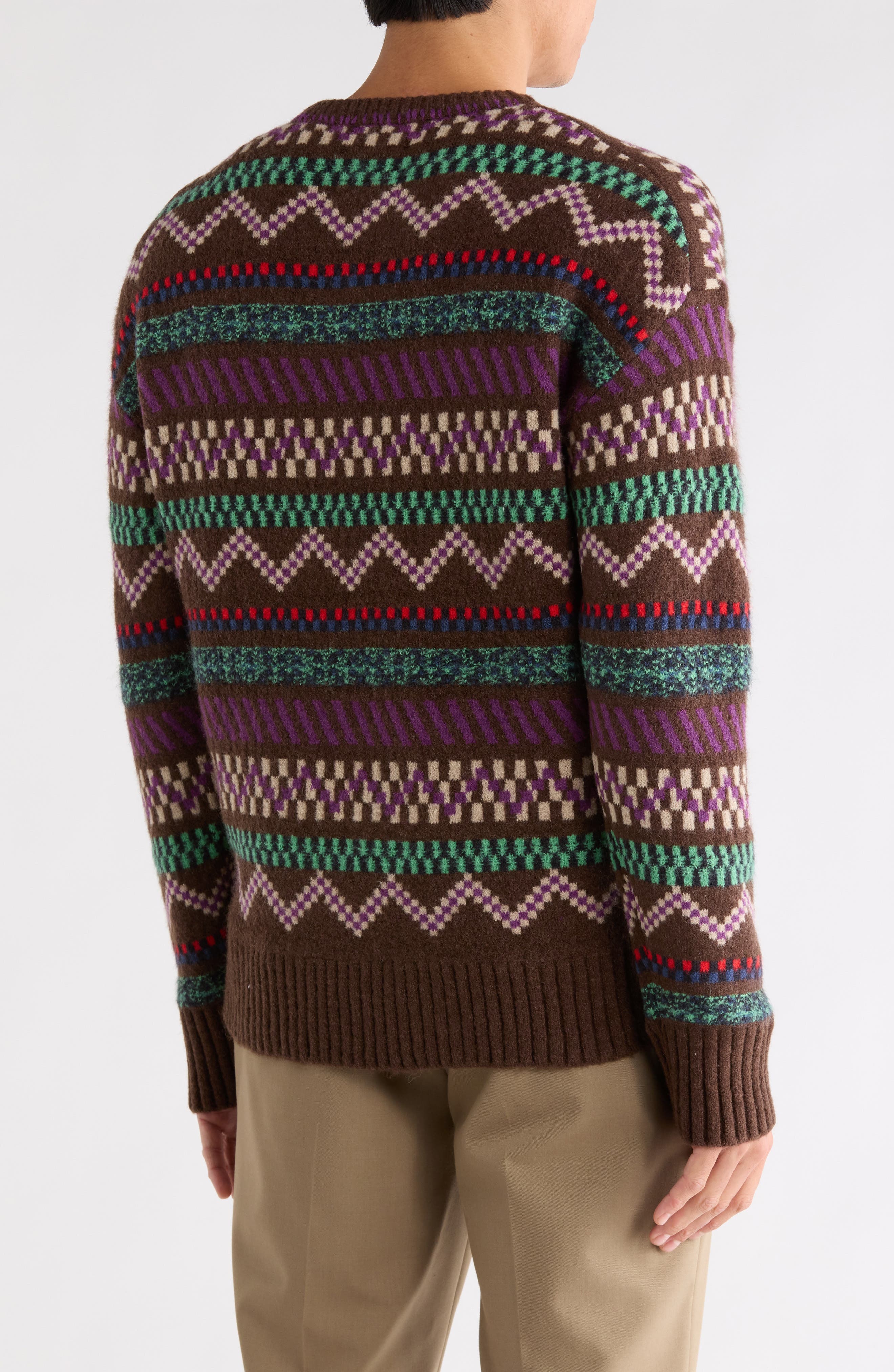 Jacquard Drop Shoulder Crewneck Sweater - image 2