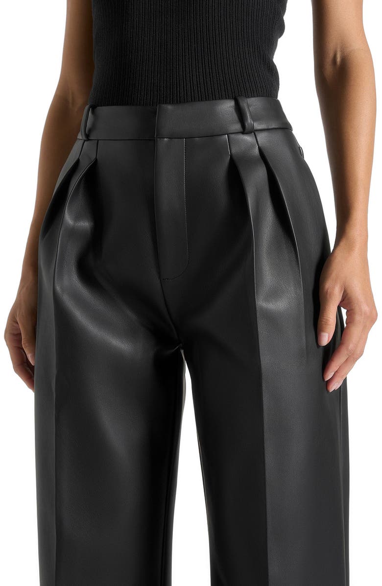 Manière De Voir Julie Leather Twin Pleat Trousers, Alternate, color, Black