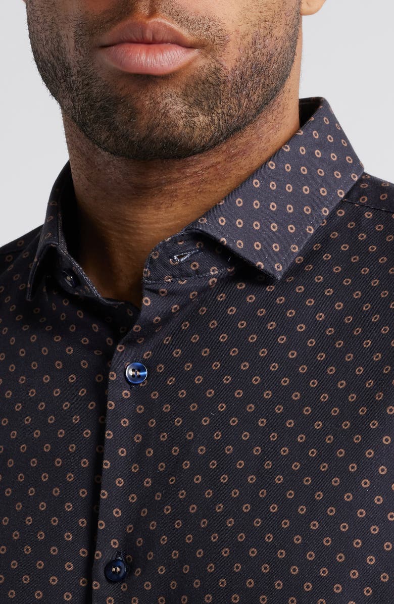 Stone Rose Modern Dot Print Button-Up Shirt, Alternate, color, 