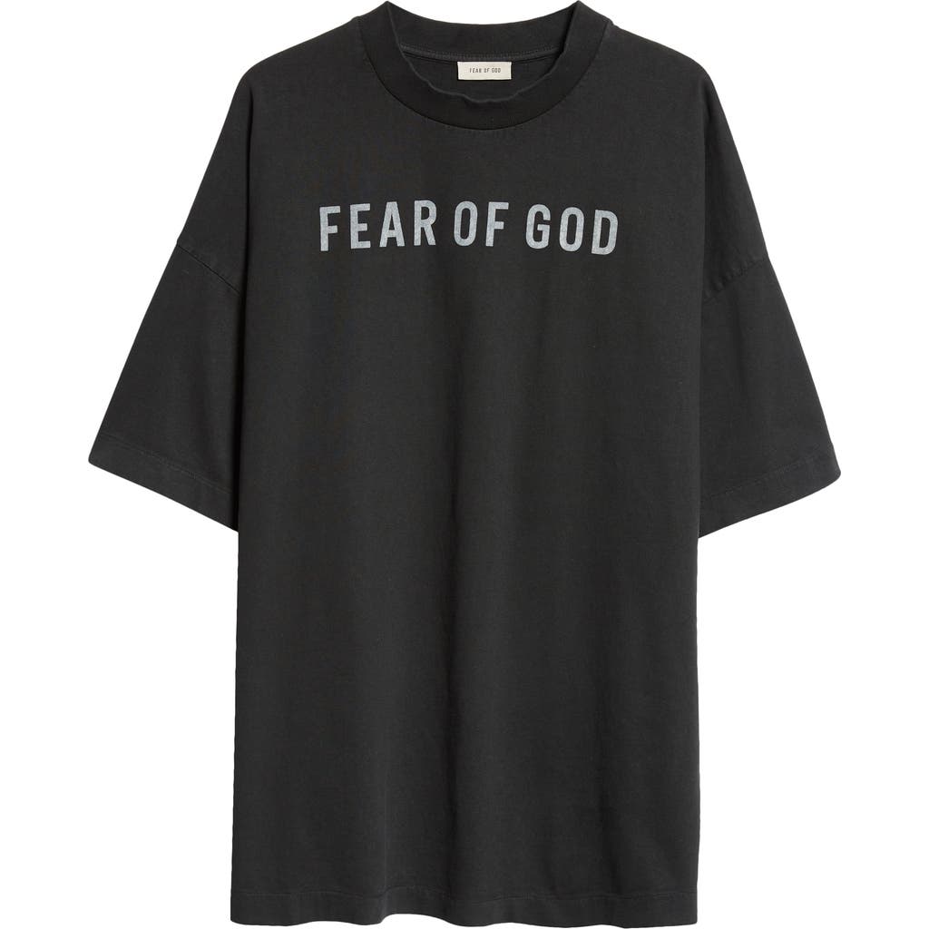 Fear Of God Greyt-shirt With Contrasting Front Logo Print In Black