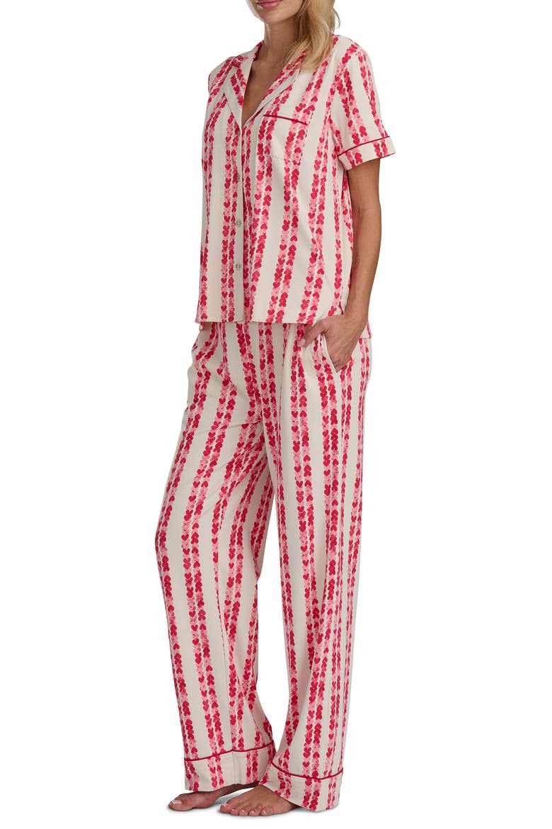 Short Sleeve Pajamas, Alternate, color, FILTERED HEART STRIPE