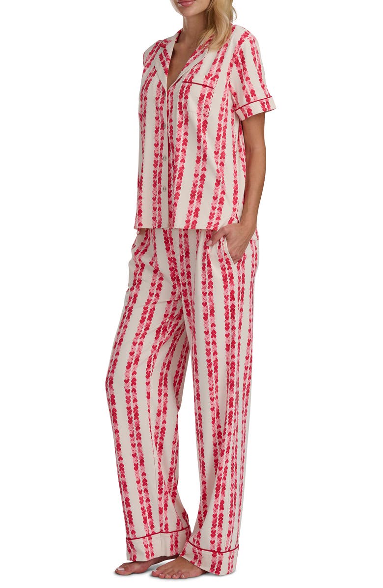 Splendid Short Sleeve Pajamas, Alternate, color, Filtered Heart Stripe