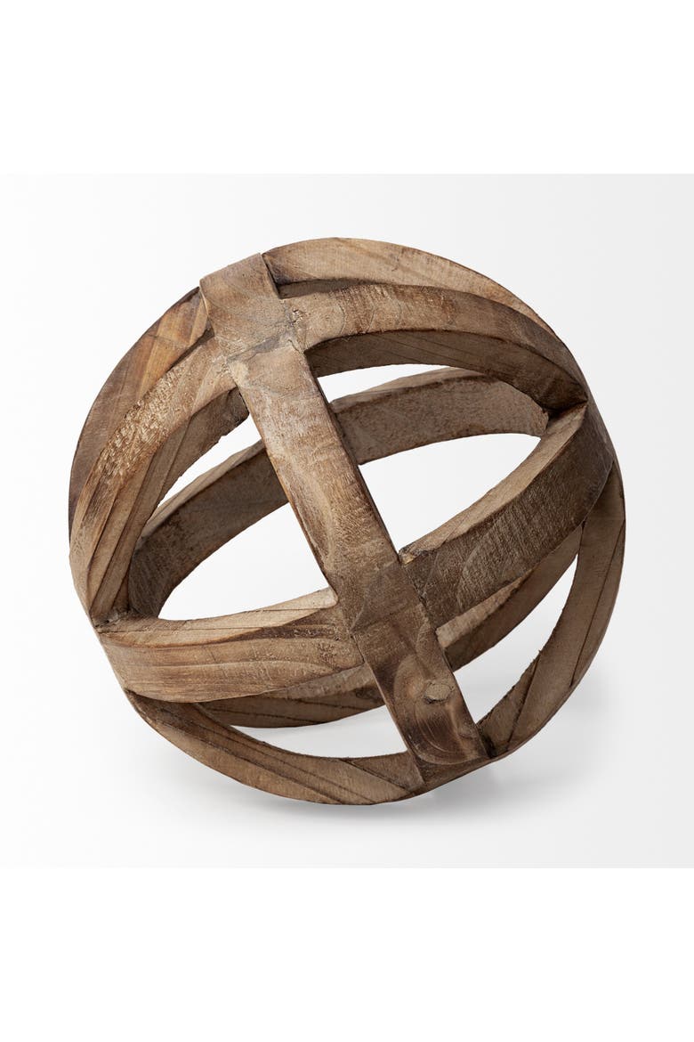 Tibik 8L x 8W Natural Wooden Orb, Alternate, color, Brown