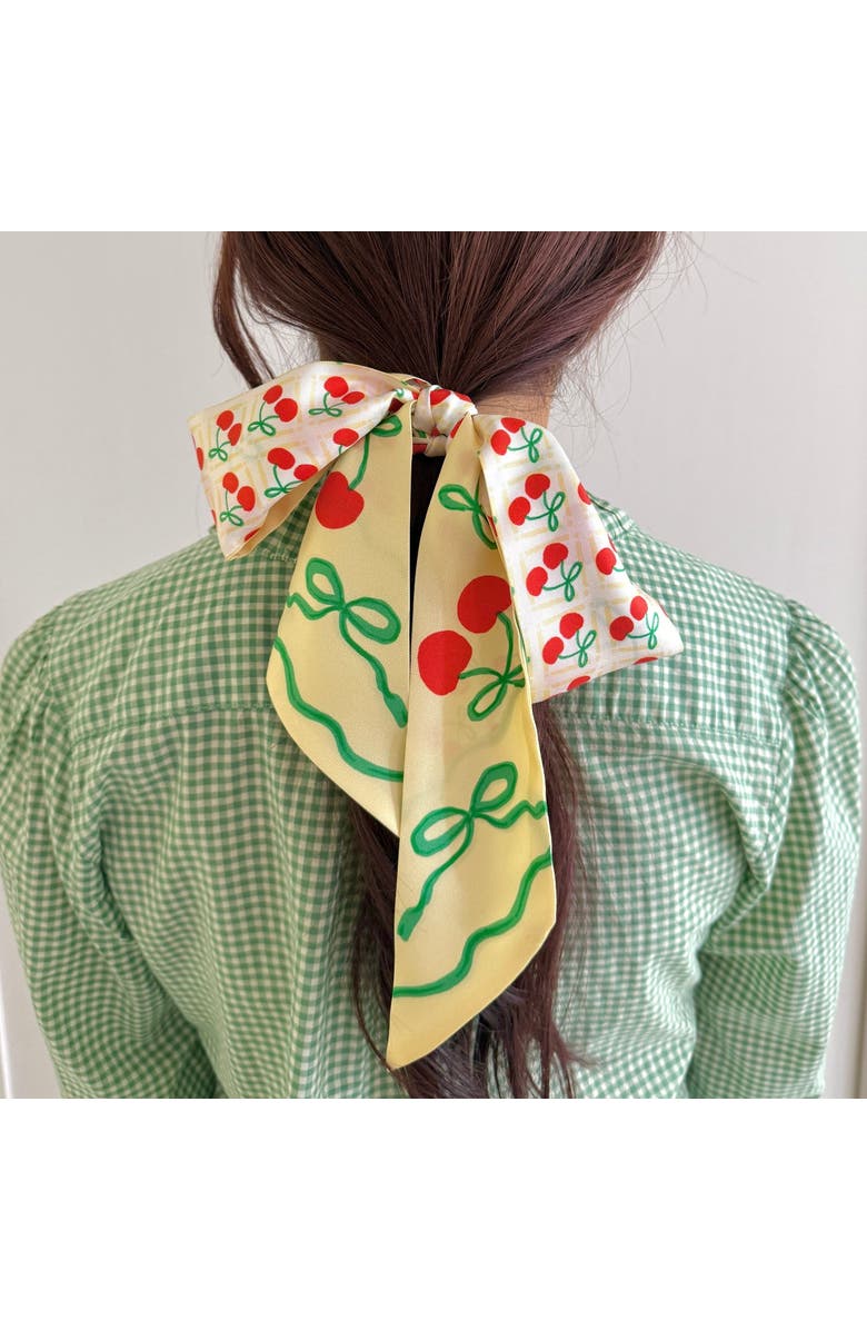 Centinelle Cherry Twilly Ribbon Scarf, Alternate, color, Red