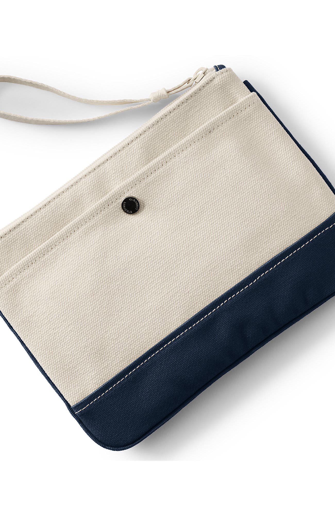 Lands' End Canvas Zipper Pouch, Alternate, color, Natural/Radiant Navy