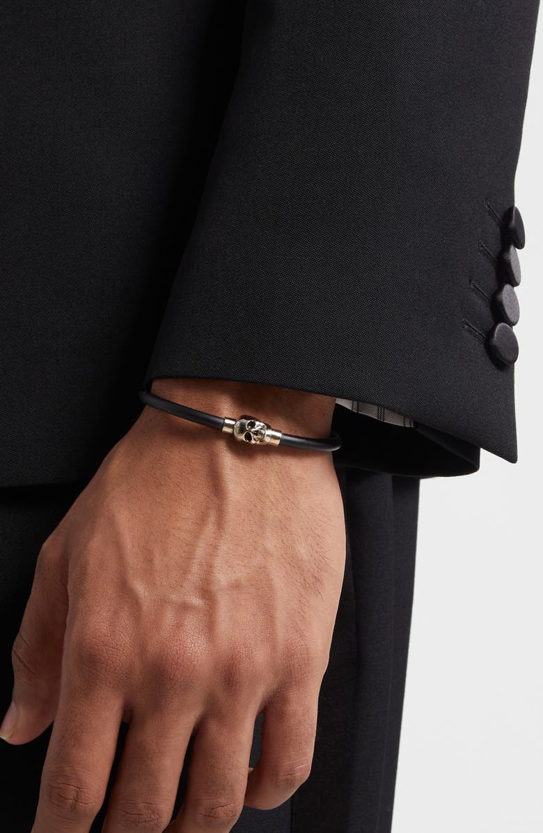 McQueen Skull Bangle, Alternate, color, Natural/ A.silver