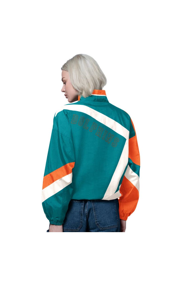 STARTER Women's Starter Aqua/Orange Miami Dolphins Vintage 1st Quarter Full-Zip Windbreaker, Alternate, color, Aqua