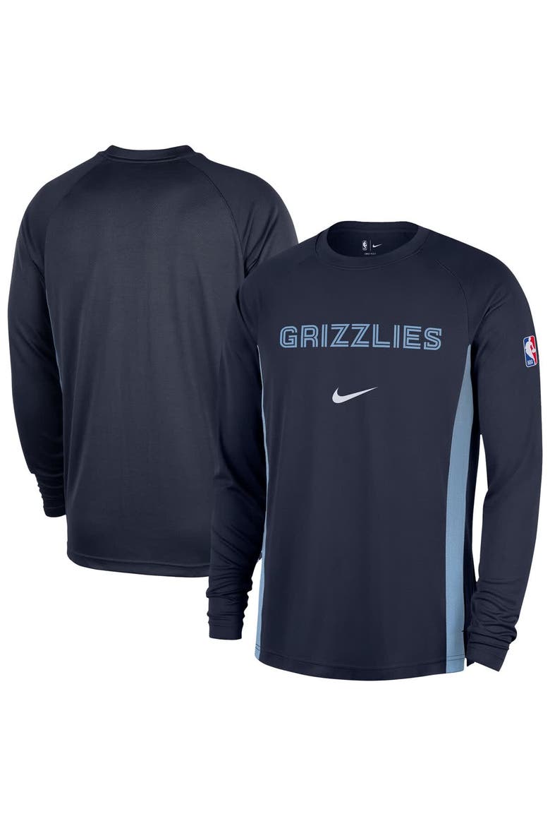 Men's Nike Navy Memphis Grizzlies 2025/26 Authentic Pre-Game Legend Dri-FIT Long Sleeve Shooting Shirt, Main, color, Navy