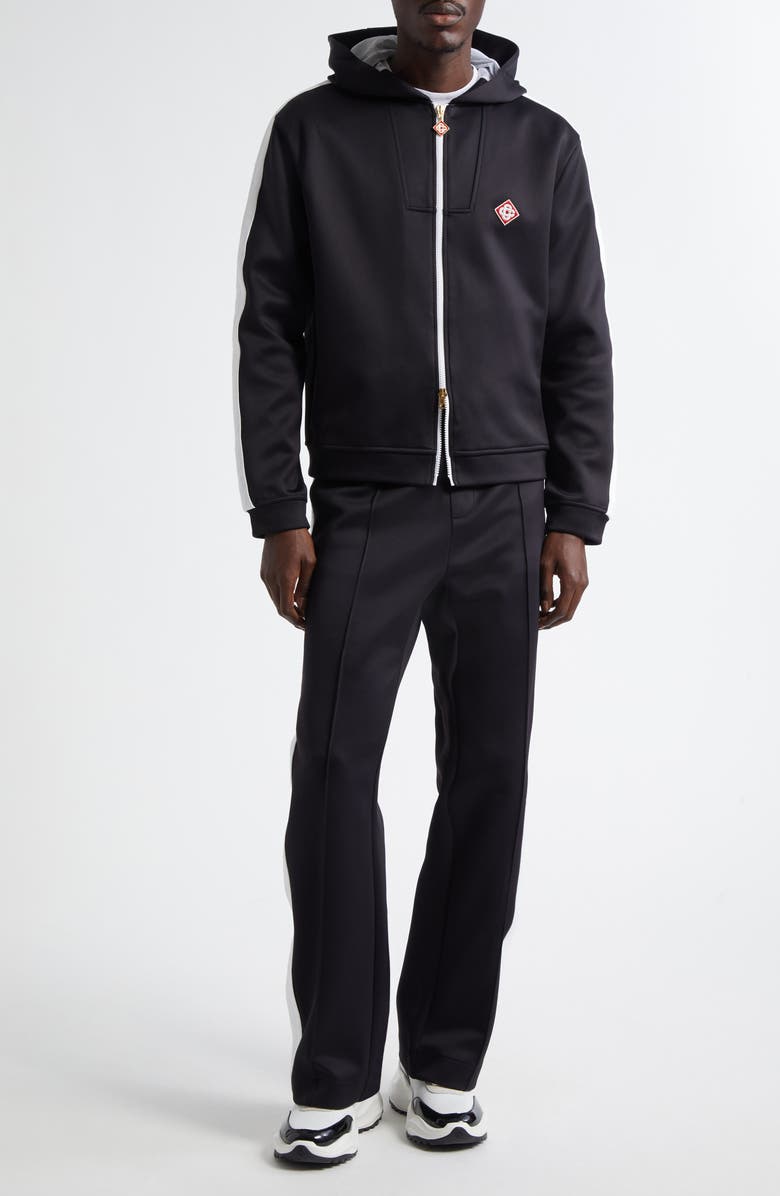 Casablanca Laurel Tape Scuba Knit Jersey Track Pants, Alternate, color, Black