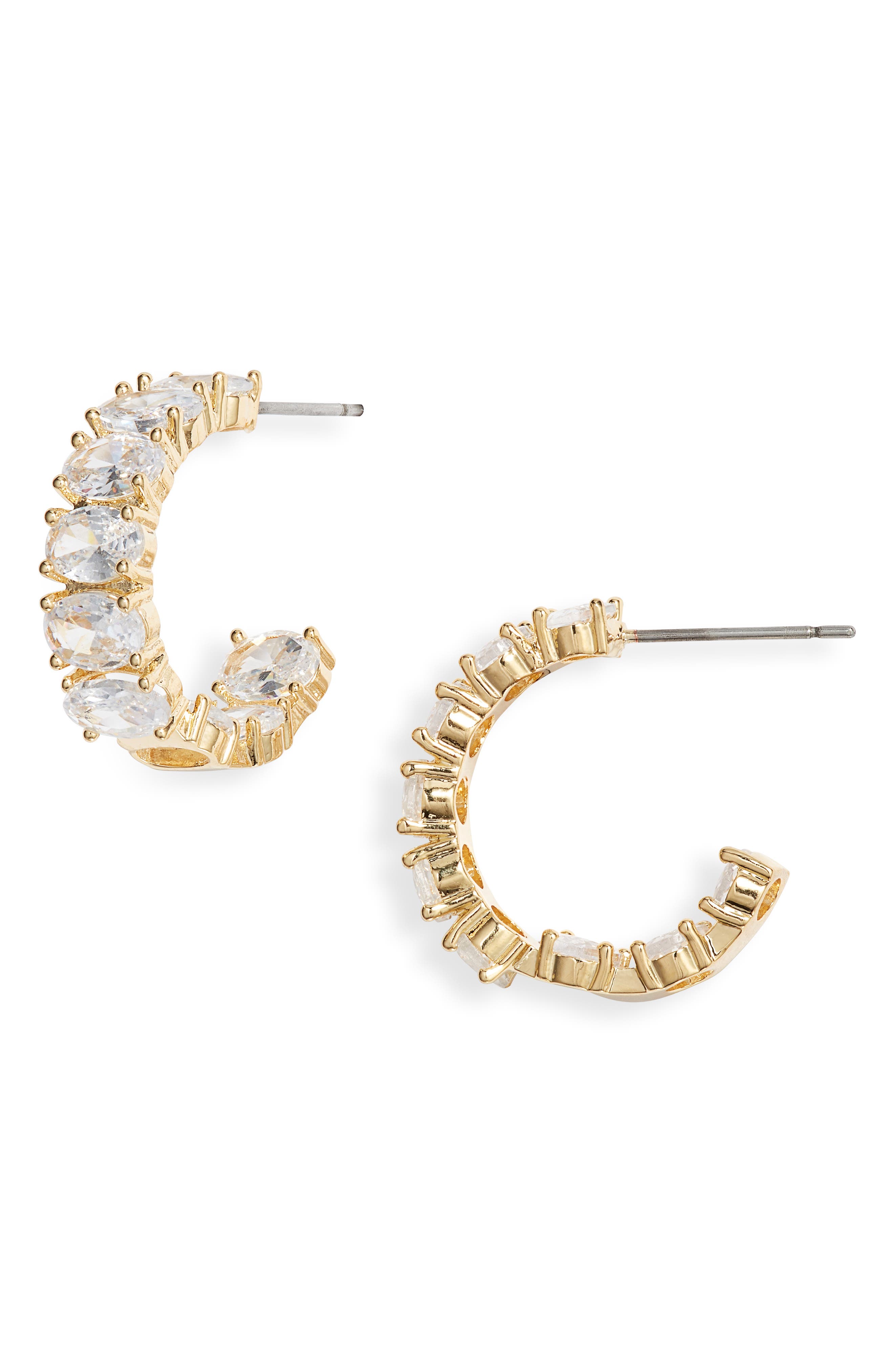 Oval Cubic Zirconia Inside Out Hoop Earrings