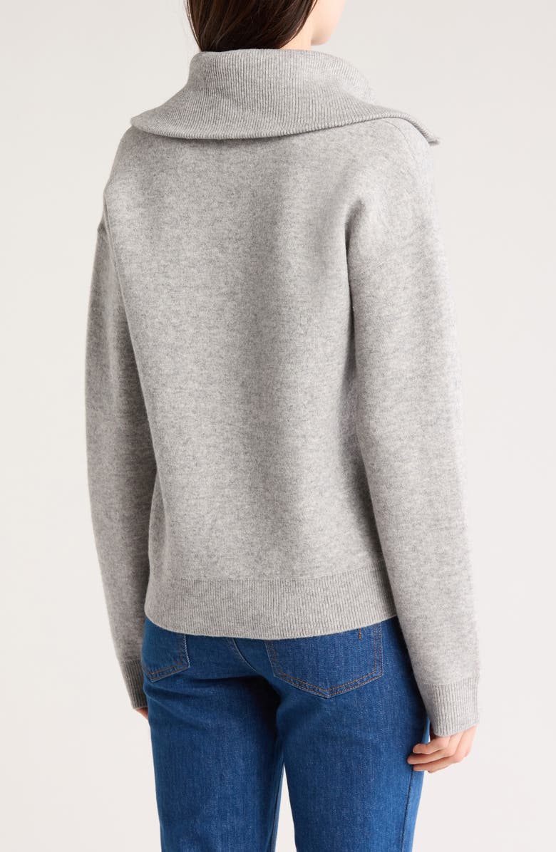 Derek Lam 10 Crosby Samuel Reversible Wool Blend Quarter Zip Sweater, Alternate, color, Light Heather Grey