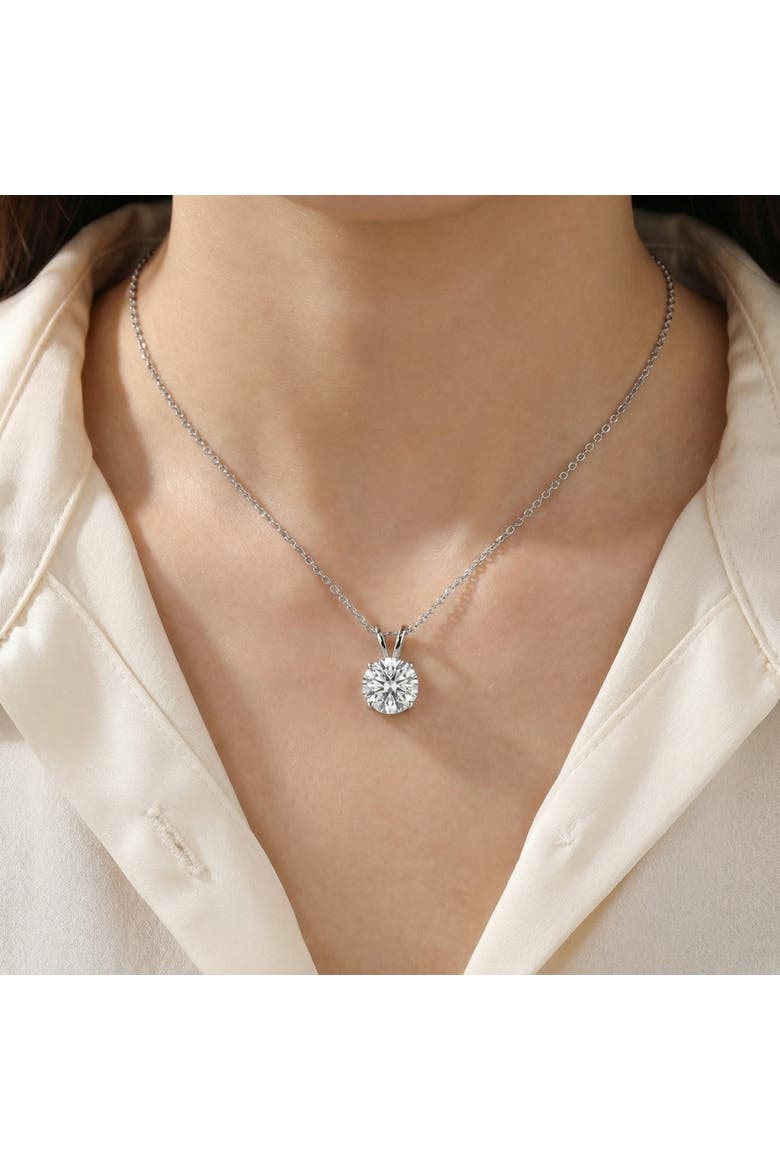 2Ct Certified Round Diamond Solitaire Pendant 14k Gold Necklace Lab Grown, Alternate, color, 14k White Gold