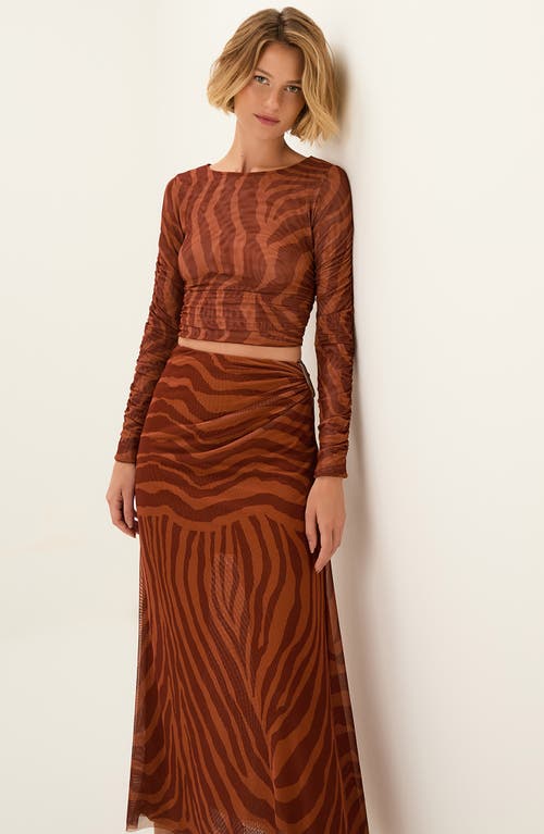 Vix Paula Hermanny Sundown Mira Long Sleeve Crop Cover-up Top In Brown