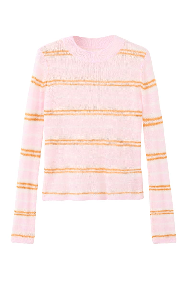 Stripe Crewneck Sweater, Alternate, color, PASTEL PINK