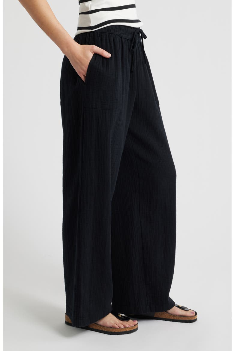 Wide Leg Gauze Pants, Alternate, color, BLACK