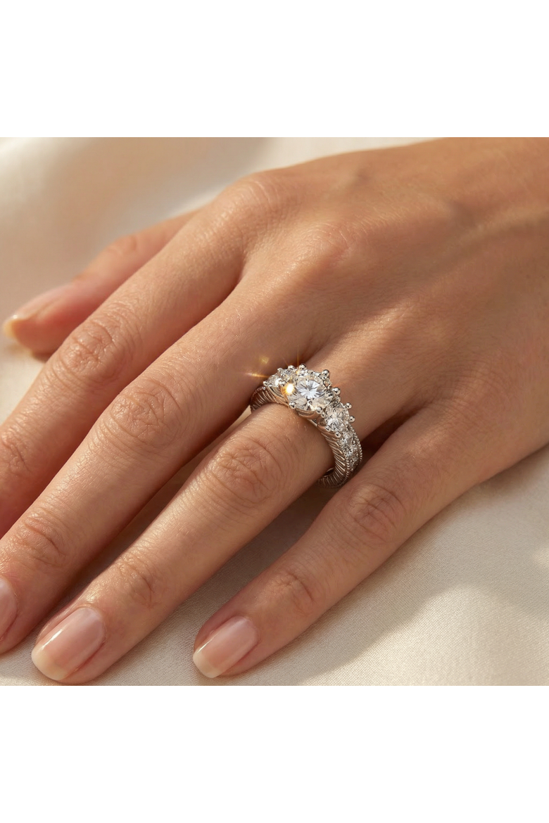 Certified 3 1/2Ct Elizabeth Diamond Engagement Vintage Ring 14k Gold Lab Grown, Alternate, color, 14k Yellow Gold