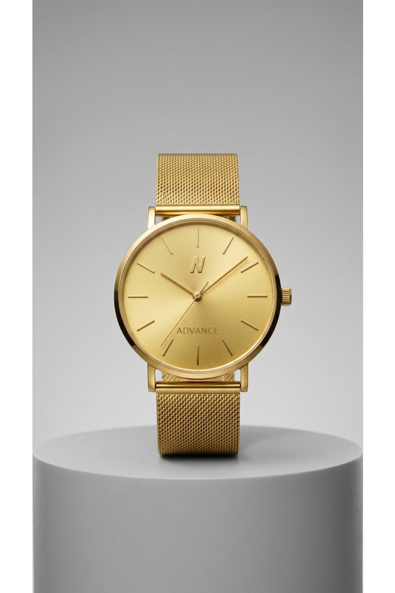 Advance Champagne Gold Mesh Strap Watch, 36MM, Main, color, Champagne Gold