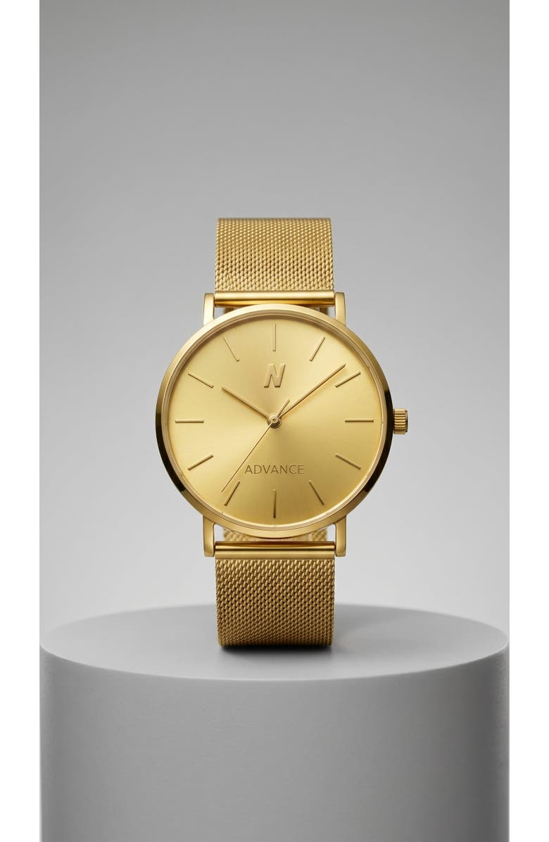 NCMPRBL Advance Champagne Gold Mesh Strap Watch, 36MM, Main, color, Champagne Gold