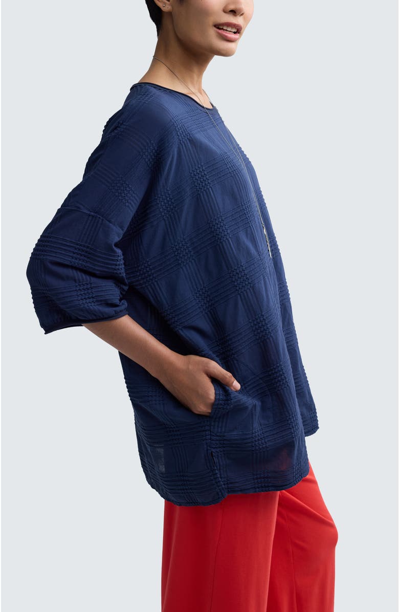 LUUKAA Aurea Mixed-texture Tunic, Alternate, color, Navy