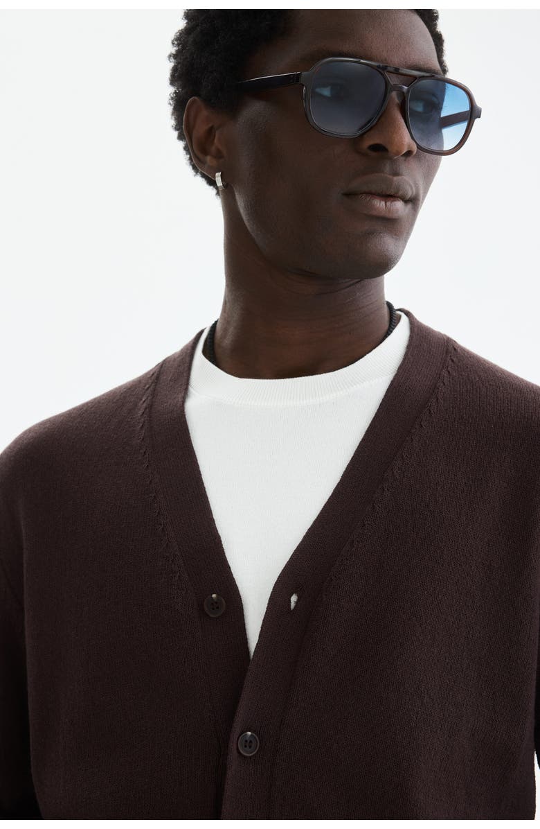 H&M Relaxed Fit Cardigan, Alternate, color, Dark Brown