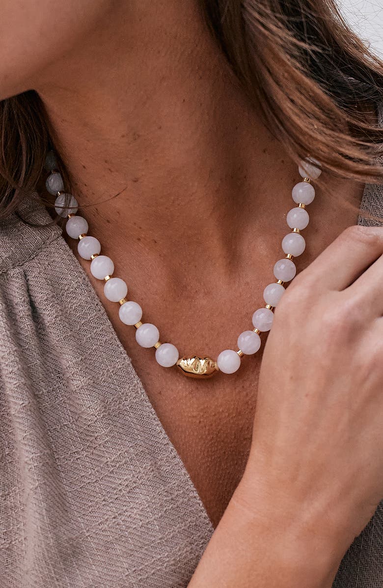Brook and York Cora Semi Precious Beaded Necklace, Alternate, color, Gold/ White