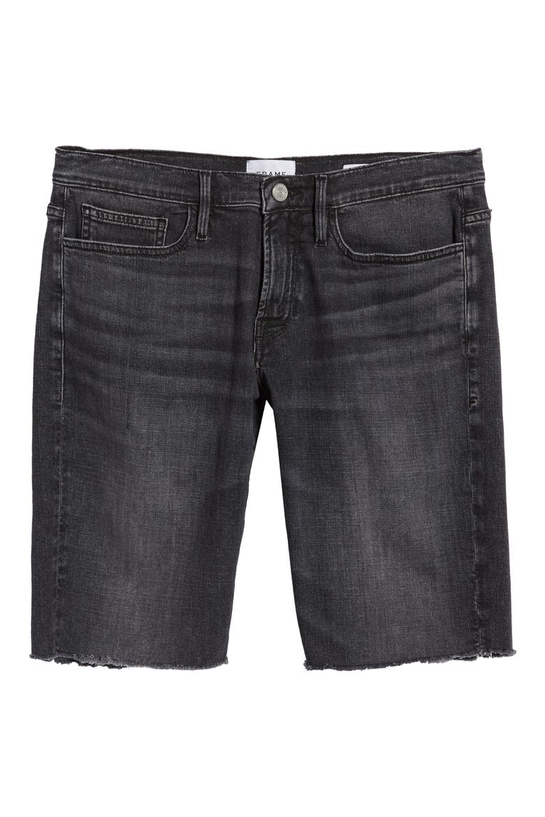 L'Homme Cutoff Denim Shorts, Alternate, color, GRASMERE
