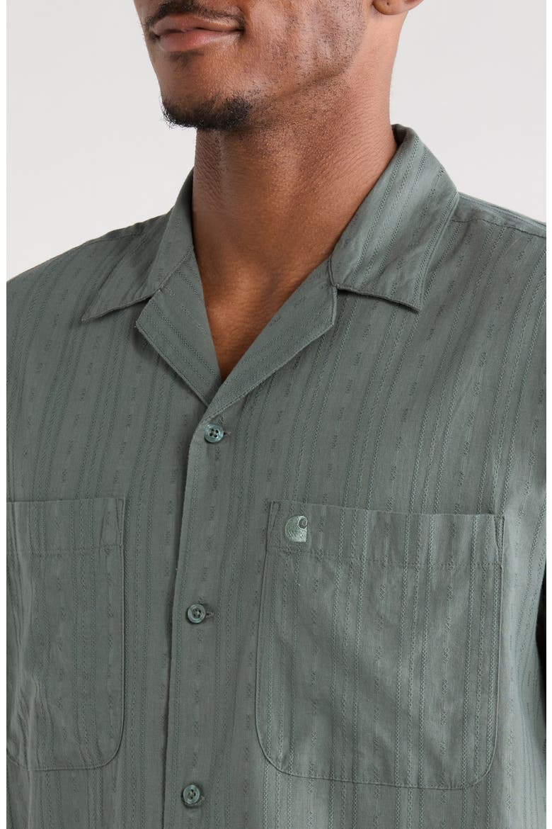 Gareth Cotton Seersucker Camp Shirt, Alternate, color, VELVET GREEN