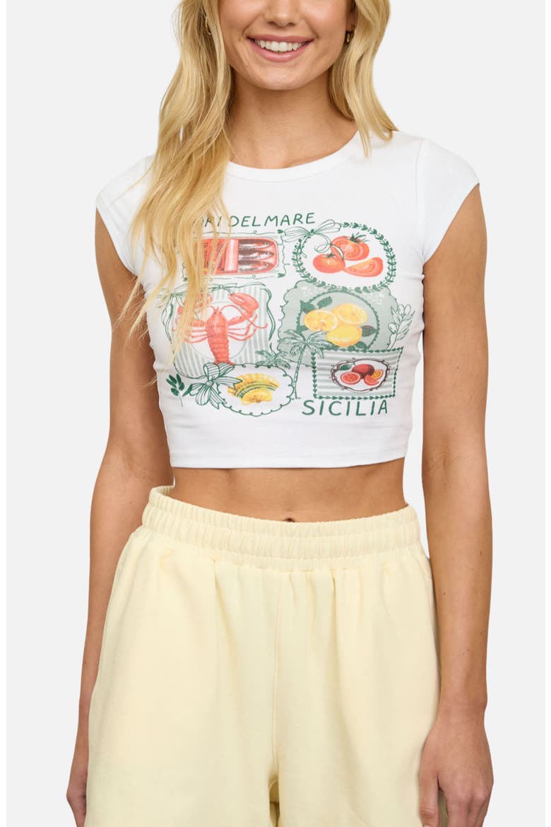 Sicilia Graphic Crop T-Shirt, Main, color, IVORY