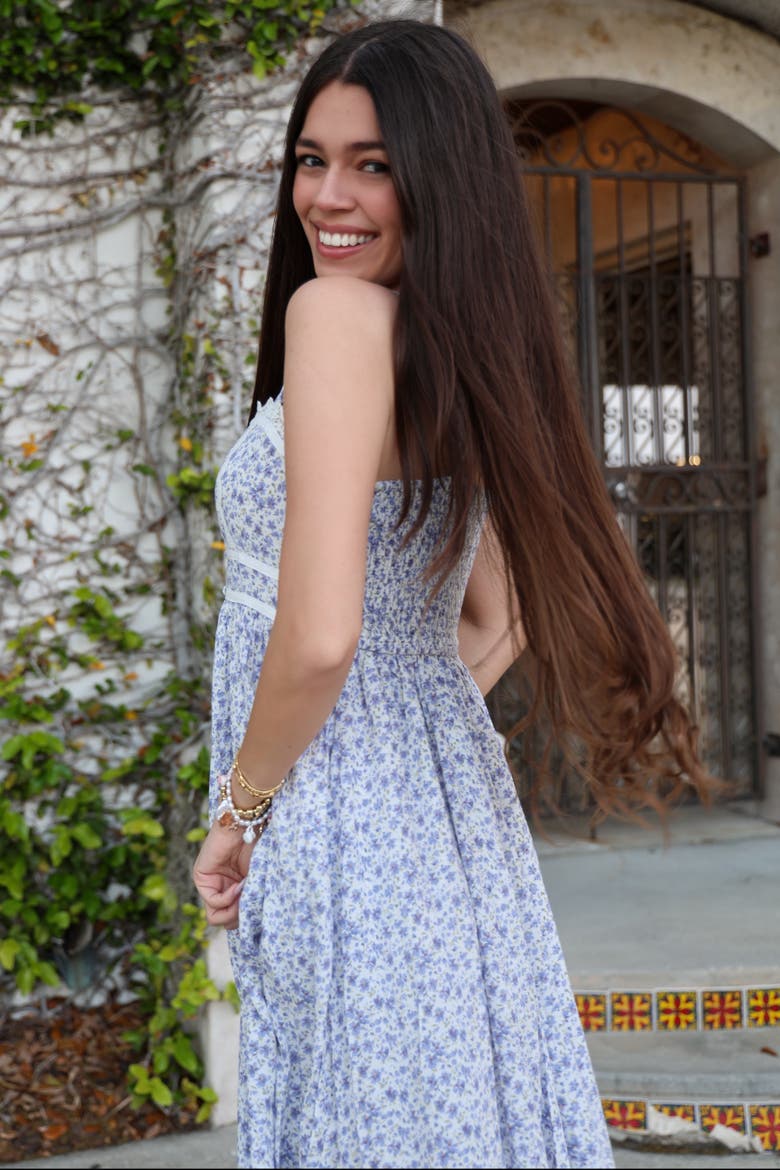 Floral Button Down Sleeveless Maxi Dress, Alternate, color, Light Blue