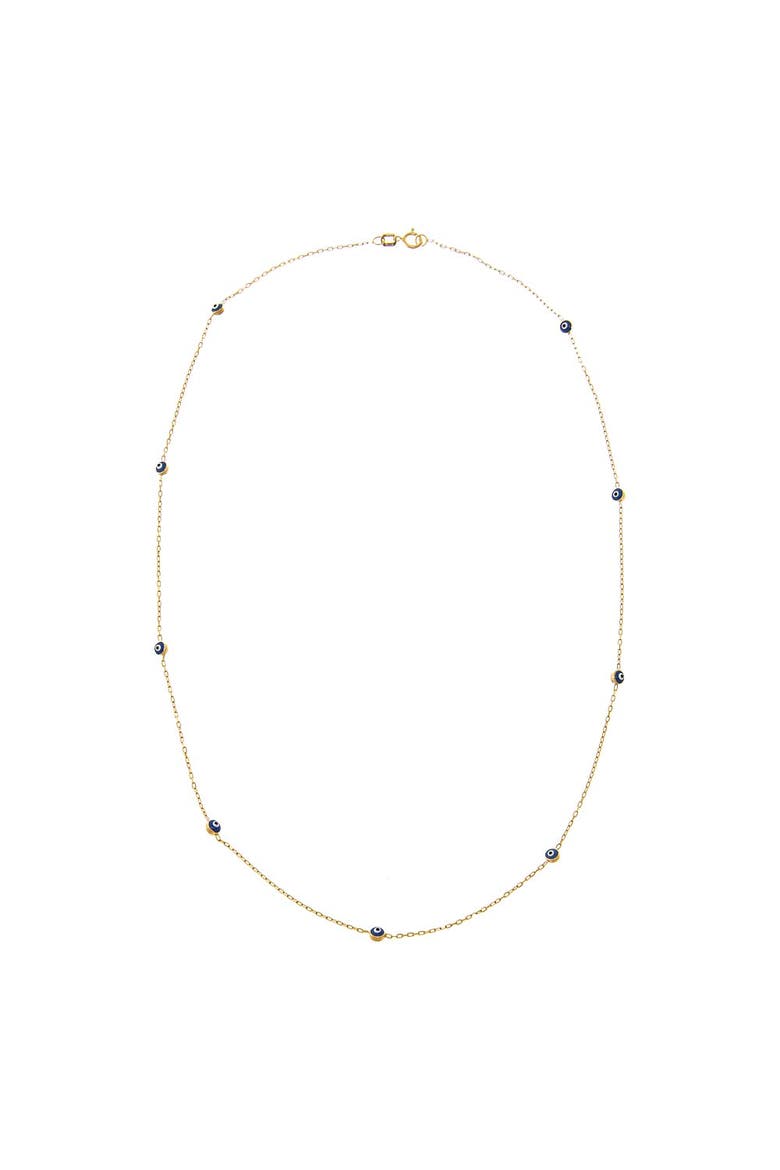 Sapphire Blue Evil Eye Station Necklace 14K, Alternate, color, 14K Gold