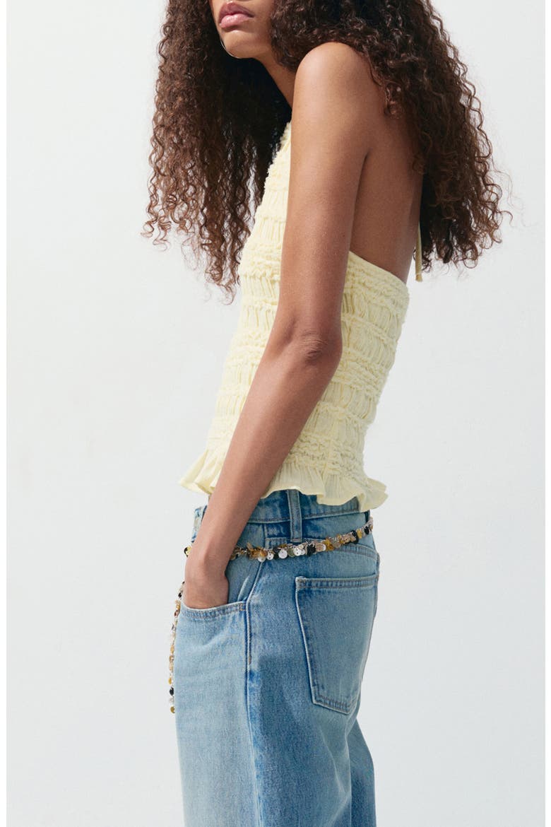 Crinkle Halter Camisole, Alternate, color, PASTEL YELLOW