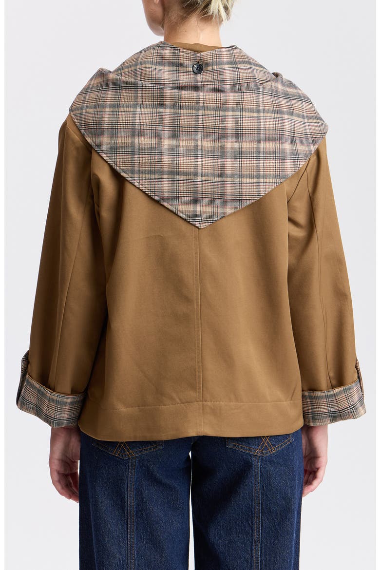 Reversible Water Resistant Barn Jacket with Scarf, Alternate, color, DARK KHAKI MULTI