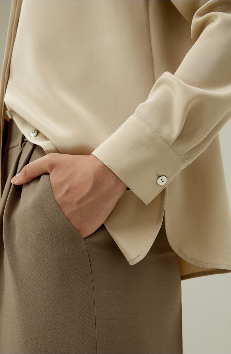 Lilysilk Graceful Button Up Silk Blouse, Alternate, color, Dune