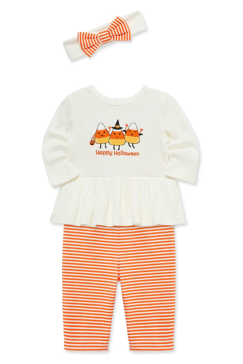 Kids' Candy Corn 3-Piece Bodysuit, Pants & Headband Set, Alternate, color, ORANGE