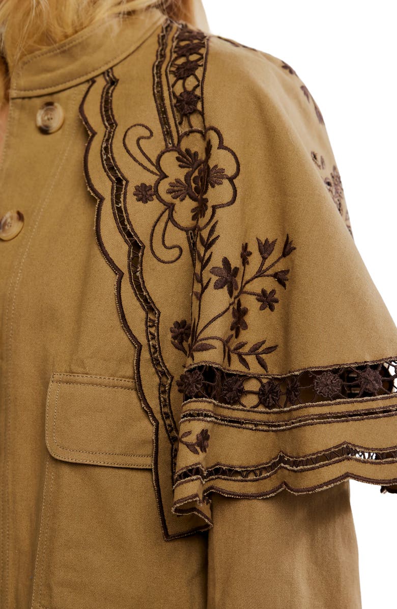 Free People Bali Hideaway Cutwork & Embroidery Cotton Jacket, Alternate, color, Olive Combo