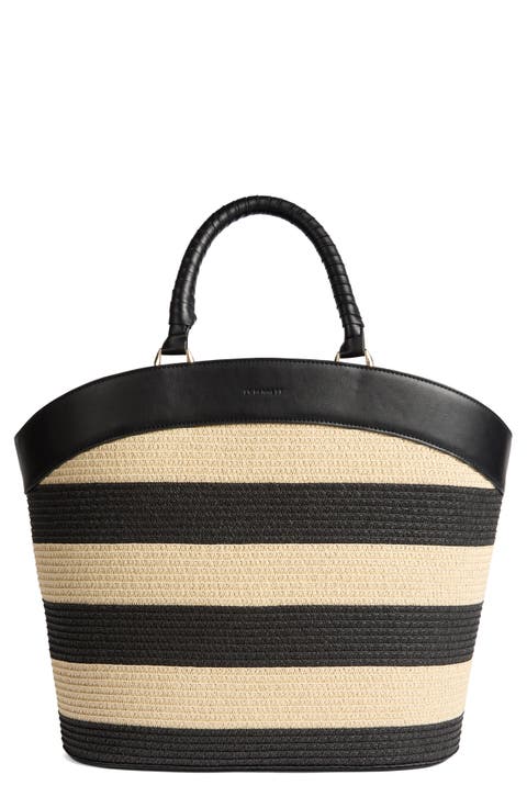 Beatrice Stripe Straw Shoulder Bag