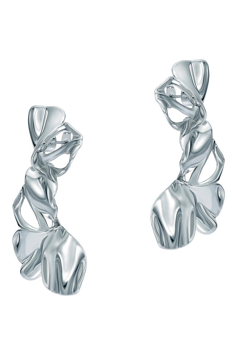 Leighanna Abstract Leaf Drop Earrings, Alternate, color, SILVER TONE