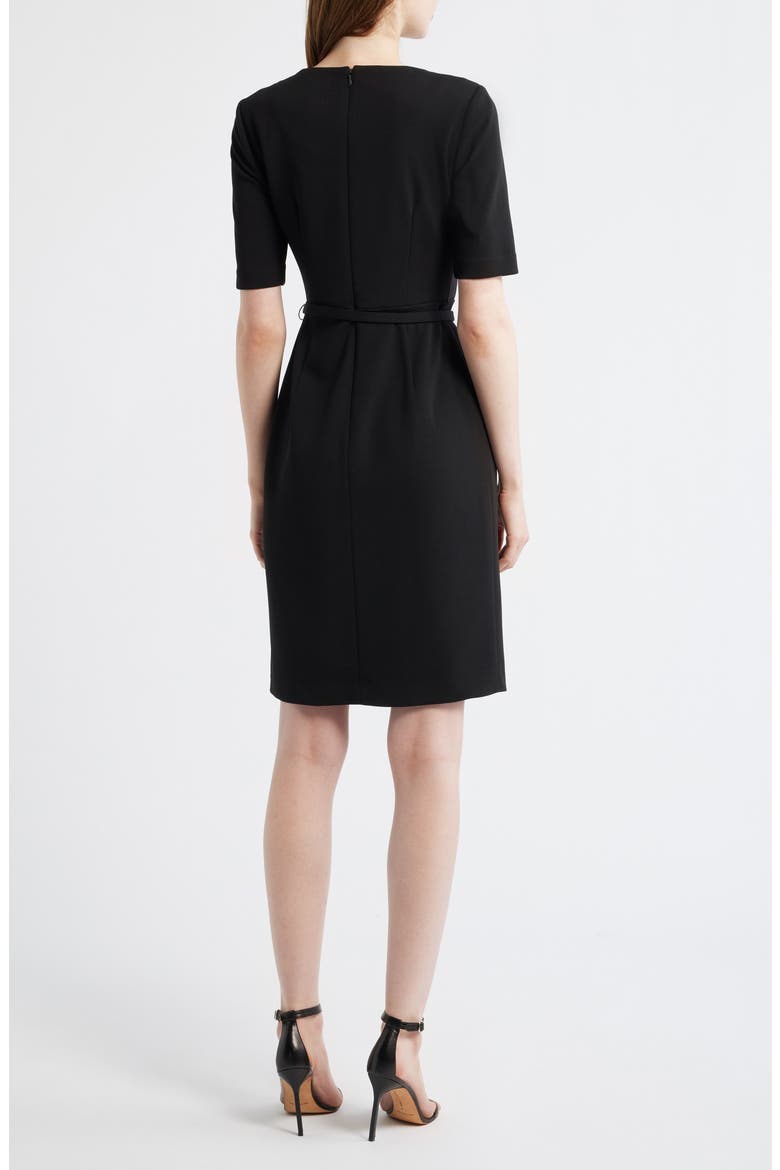 Twist Detail Crepe Sheath Dress, Alternate, color, ANNE BLACK