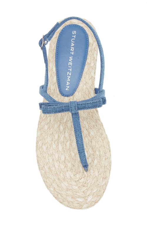 Stuart Weitzman Felicity Denim Bow T-strap Sandals In Washed/natural