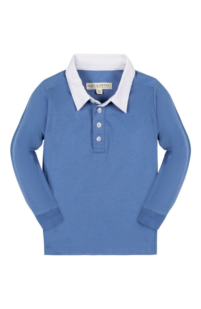 Hope 
Henry Boys
 Organic Rugby Shirt, Kids, Alternate, color, Coastal Blue
