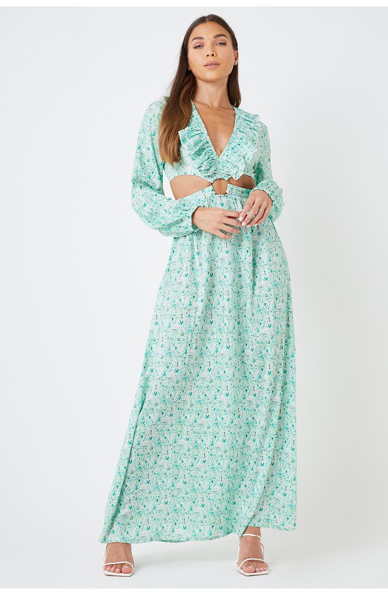 CREEA the Label Plunge Neck Print Maxi Dress, Main, color, 